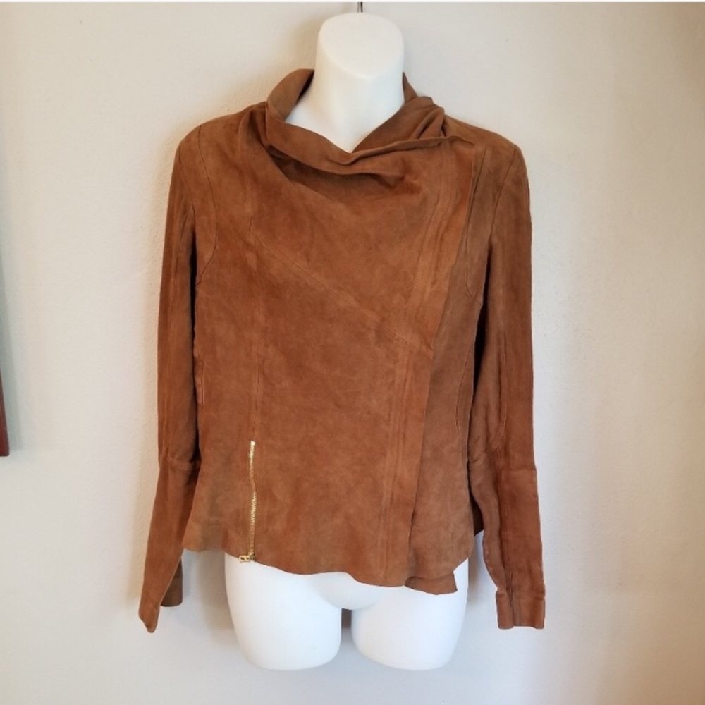 Zara woman motorcycle brown faux leather jacket